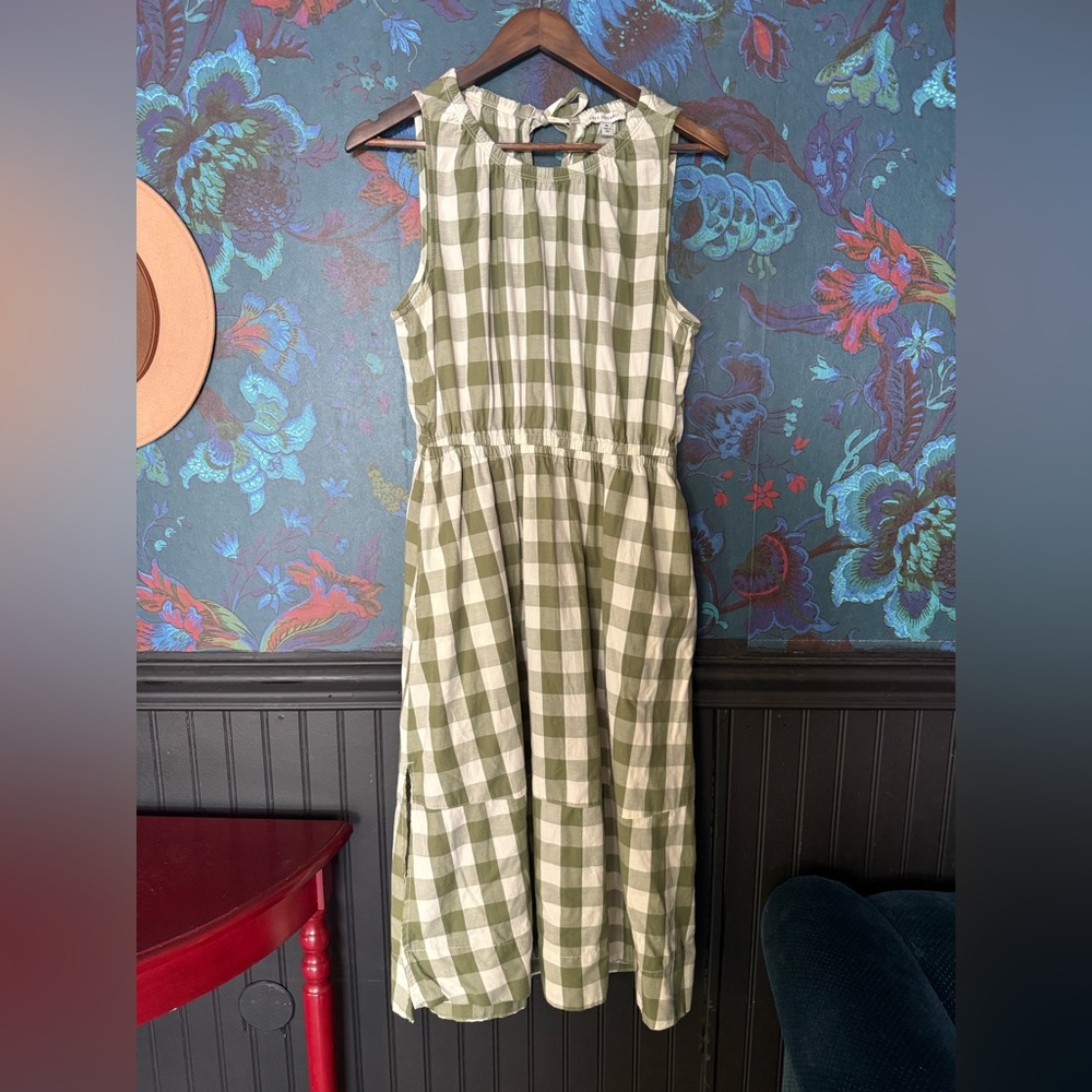 Green Checkered Sleeveless Dress
